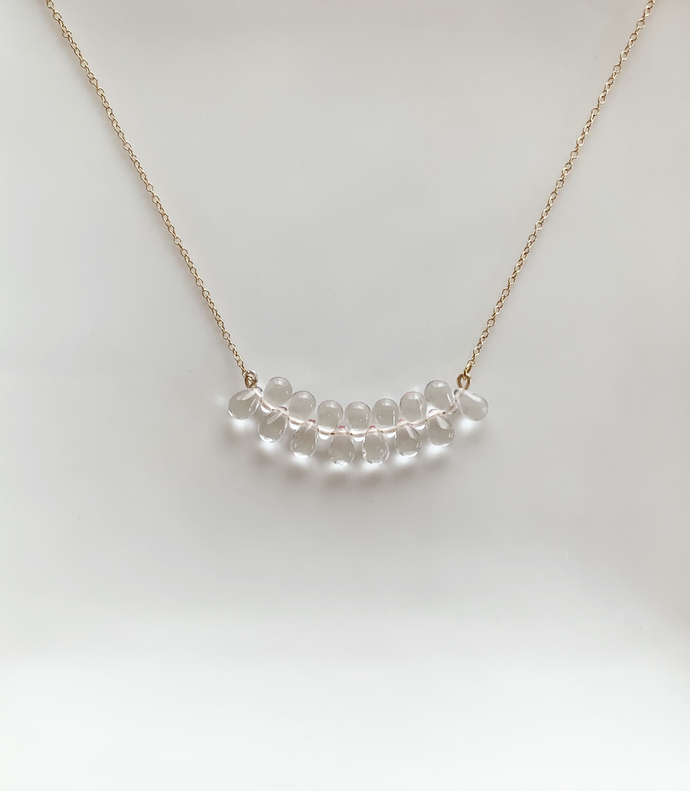 〈14KGF〉ガラスのネックレス▪︎ショート▪︎しずく▪︎ドロップ▪︎チェコガラス▪︎silver925▪︎受注後作成