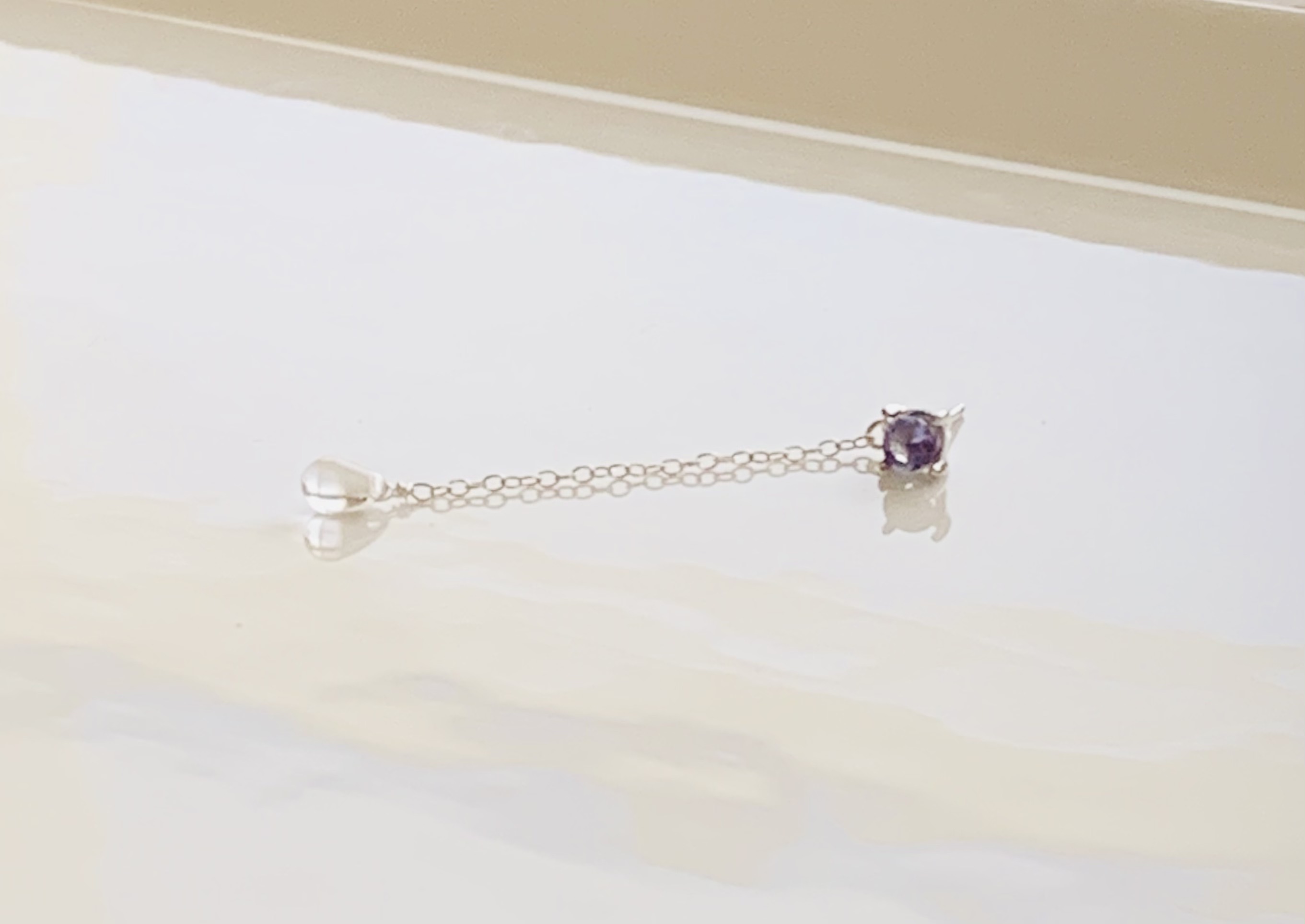 送料無料〈両耳用〉2way▪︎4mm▪︎タンザナイト▪︎一粒▪︎ロング▪︎ピアス▪︎silver925▪︎ロジウム仕上