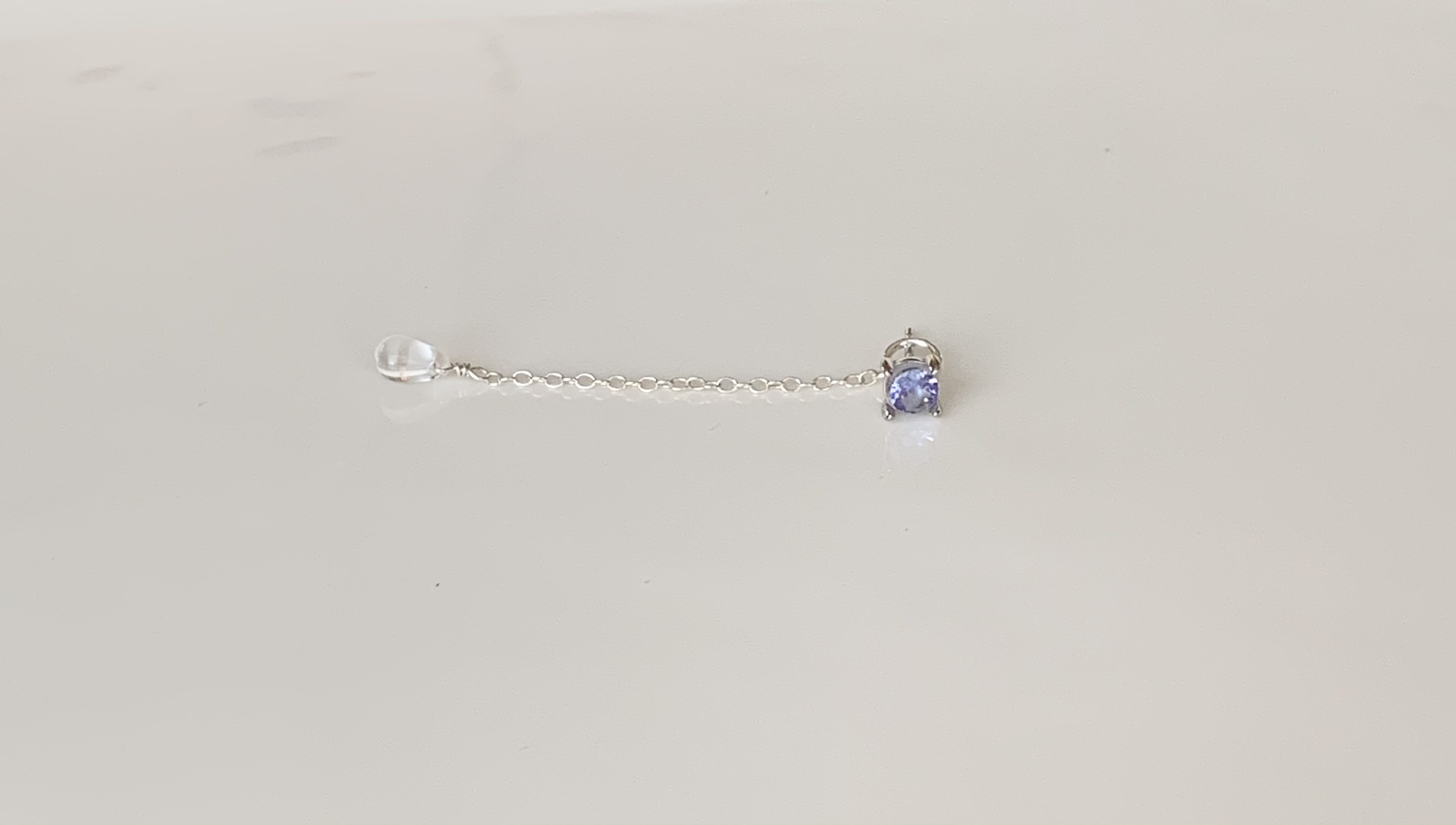 送料無料〈両耳用〉2way▪︎4mm▪︎タンザナイト▪︎一粒▪︎ロング▪︎ピアス▪︎silver925▪︎ロジウム仕上