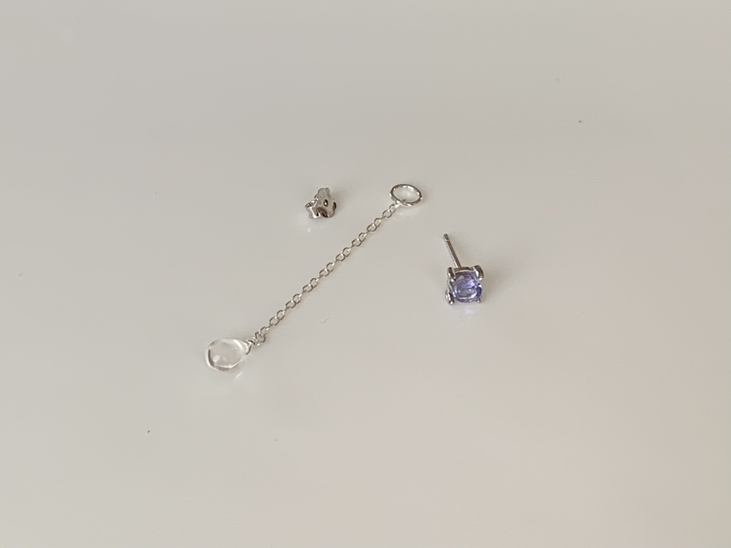 送料無料〈両耳用〉2way▪︎4mm▪︎タンザナイト▪︎一粒▪︎ロング▪︎ピアス▪︎silver925▪︎ロジウム仕上