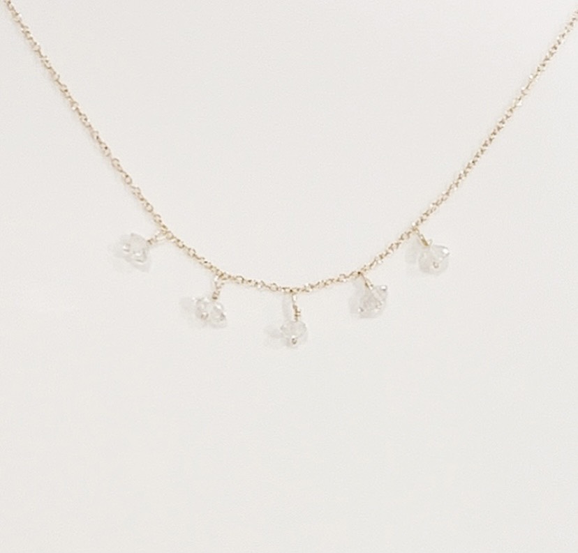 〈送料無料〉＊ハーキマーダイヤモンド＊小花＊14kgf▪︎︎silver925(純銀コート)▪︎アルゲンティウムシルバー