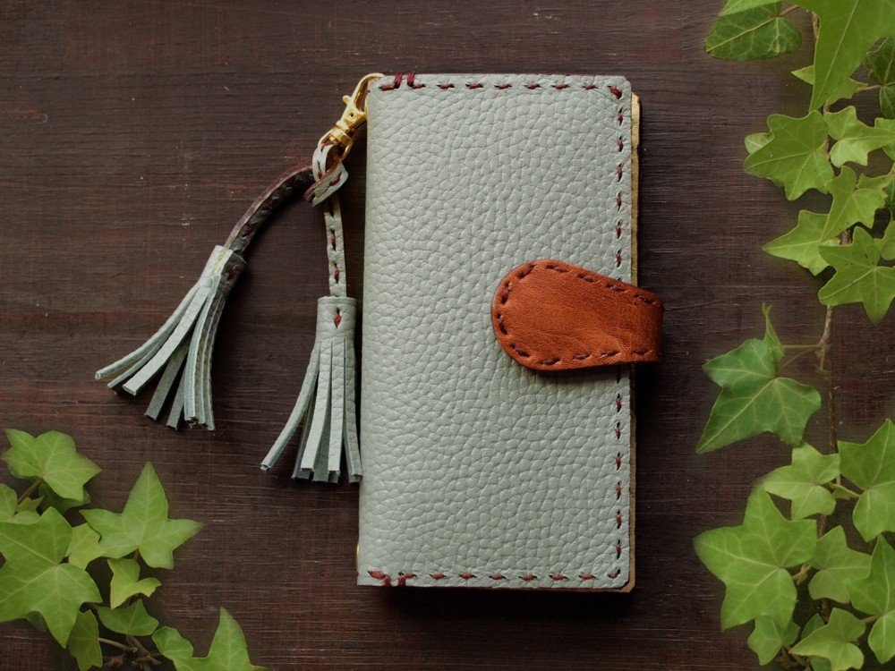 【iphone全機種対応】大人グレー革レザー手帳型iPhoneケース        Ω