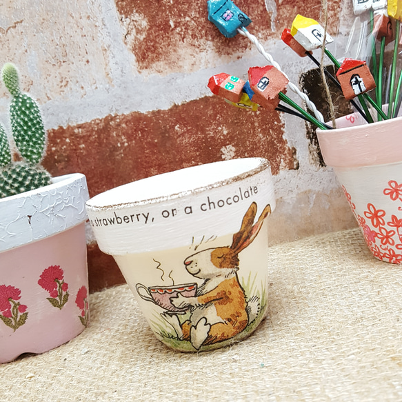 紅茶とウサギ♥リメイク鉢 1枚目の画像