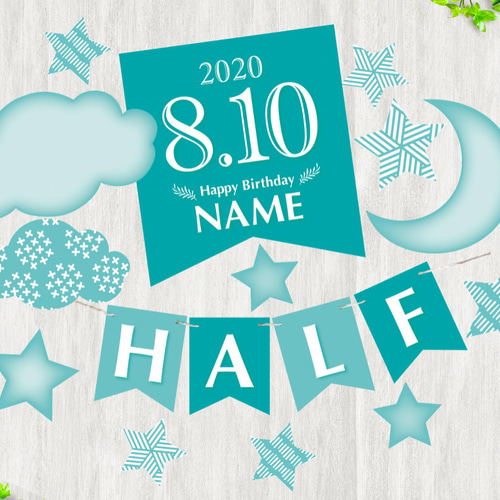 HALF BIRTHDAY お誕生日 ハーフバースデーガーランド *お名前と HALF BIRTHDAY お誕生日 ハーフバースデーガーランド *お名前と