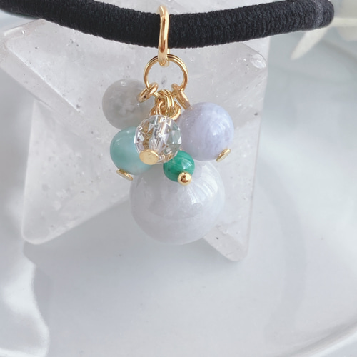 ヘアゴム No.172 NO 92 大玉翡翠の7粒天然石ヘアゴム ヘアゴム DY 通販 12810523