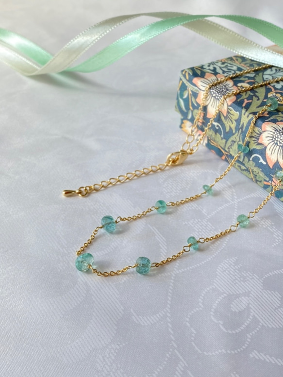 【5月の誕生石】宝石質エメラルドの新緑ネックレス　K16GP necklace+　/ac68 1枚目の画像