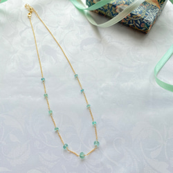 【5月の誕生石】宝石質エメラルドの新緑ネックレス　K16GP necklace+　/ac68 3枚目の画像