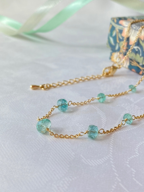 【5月の誕生石】宝石質エメラルドの新緑ネックレス　K16GP necklace+　/ac68 2枚目の画像