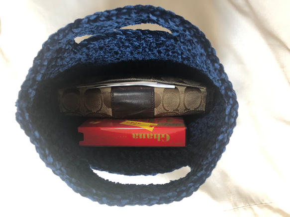 手編みバッグ&手編みニット帽セット 3枚目の画像