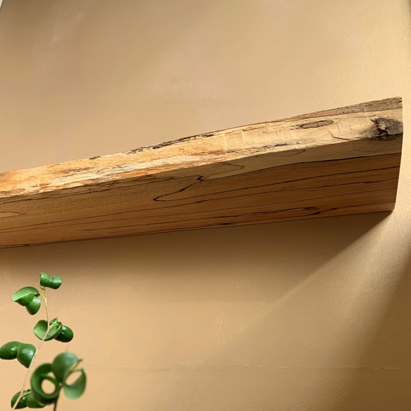 ウォールシェルフ（飾り棚）　shelf（Spalted）　インロー式棚/スポルテッド/耳付き棚 9枚目の画像