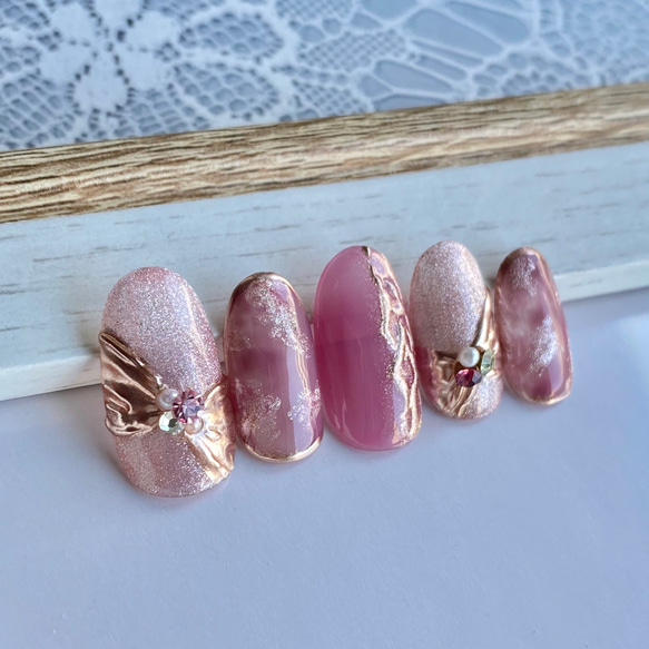 スターギャラクシー ミラーリボン ビジューネイル マーブル