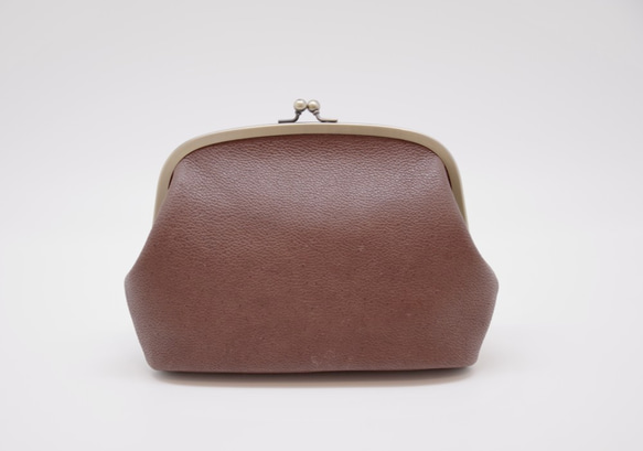 ツキノガマ口ポーチ／ジビエレザー（クマ革＋シカ革） がま口