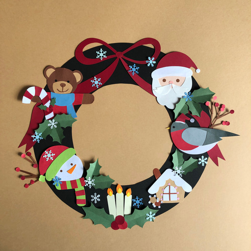 クリスマス　リース　デコレーション　壁飾り クリスマス 冬の壁面飾り《クリスマスリース》 雑貨・その他 co-baco