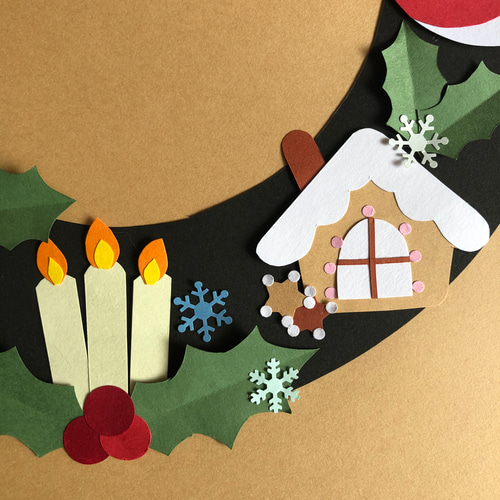 【冬の壁面飾り　サンタクロースのリース　13セット】 折り紙 壁面飾り 冬 クリスマスリースセット｜Yahoo!フリマ（旧