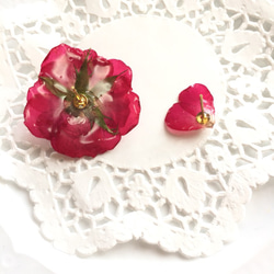 訂單生產*植物〜迷你玫瑰·kukka〜不對稱耳環·耳環 第3張的照片