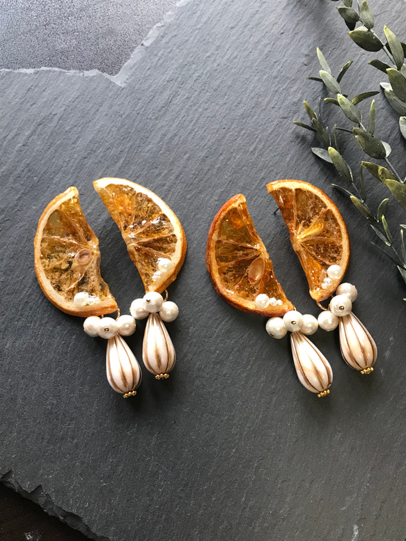 [HMJ2019冬季]訂單生產*植物〜橙色〜橙果凍誘惑〜耳環·耳環16公斤 第2張的照片