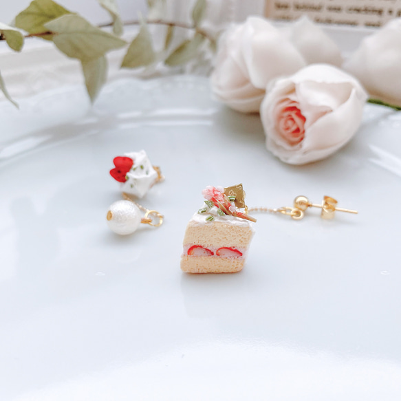 【春限定受注販売】桜ケーキのピアス/イヤリング 3枚目の画像