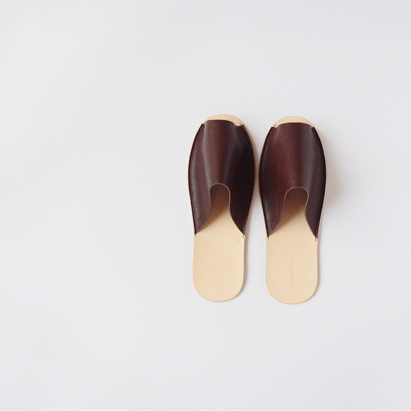 【再販】足に馴染むレザースリッパ 「Slippers (dark brown)」 2枚目の画像