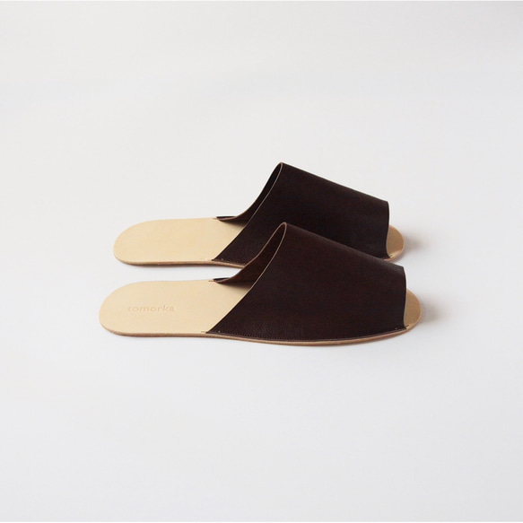 【再販】足に馴染むレザースリッパ 「Slippers (dark brown)」 4枚目の画像