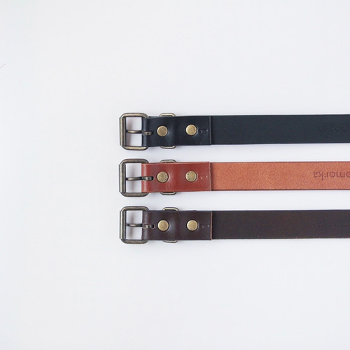 翌日発送/送料無料】ローラーバックルレザーベルト「Roller buckle