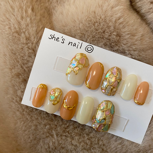 No.002 シェルタイルネイル シェルネイル ミラーネイル