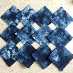 #45：天然藍 晒し木綿生地 5cm角 はぎれ 3枚目の画像