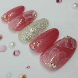 ネイルチップ ワンホン フラワー パール ネイルチップ ワンホン フラワー パール