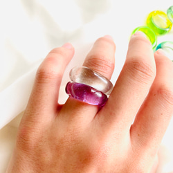 [2個セット]  ウォーターパープル ダブルガラス リング  clear glass ring 5枚目の画像