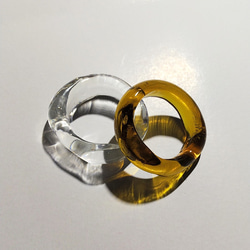 [2個セット]  秋色ブラウン ダブルガラス リング  clear glass ring 4枚目の画像
