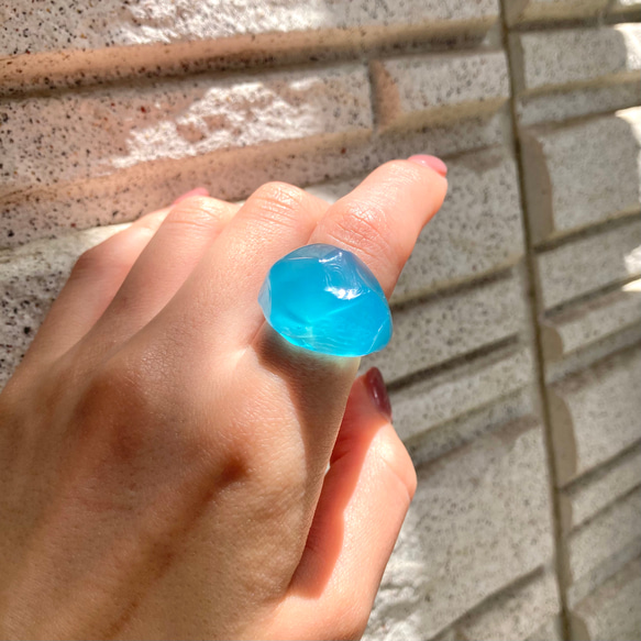 -とろけるブルー- ガラス リング glass ring 1枚目の画像