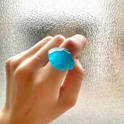 -とろけるブルー- ガラス リング glass ring 4枚目の画像