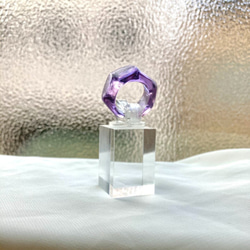角- パープルガラス リング イヤーカフ glass ring 4枚目の画像