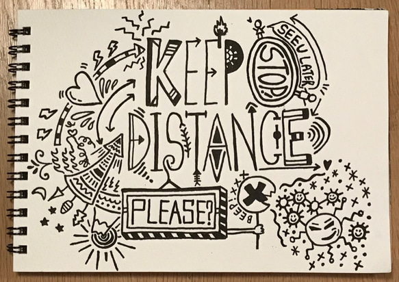 "keep distance"Ｔ ベージュ 9枚目の画像