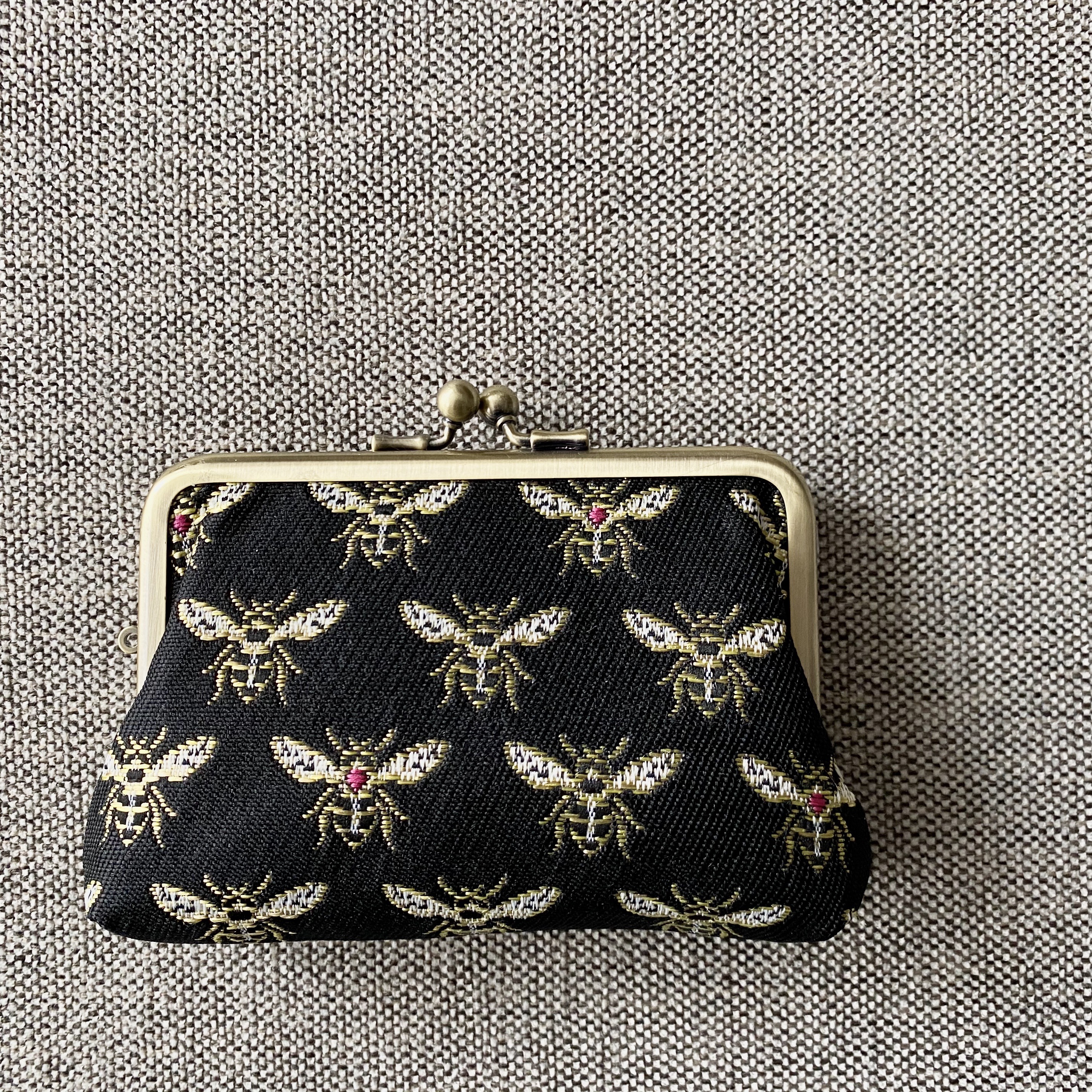 親子がま口【フランス生地　蜂：黒】※受注制作※