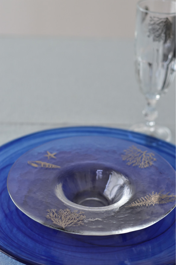 貝殻柄ガラスの小皿　 4枚目の画像