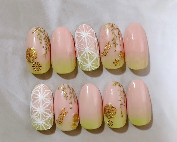 ネイルチップ 成人式 和柄 振袖 黄色 花 フラワー ネイルチップオーダー ネイルチップ 黄色 花柄 ロング 韓国 成人式 和柄 振袖 和装 和 和風