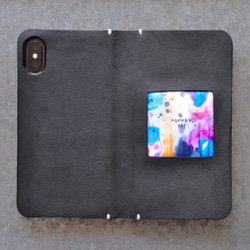 選べるカラー19色×9デザイン豊富　本革　手帳型　アートフレームスマホケース　iphone　Android　受注制作 1枚目の画像