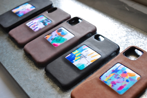選べるカラー19色×9デザイン豊富　本革　アートフレームスマホケース　トレペ　iphone　Android　受注制作 8枚目の画像