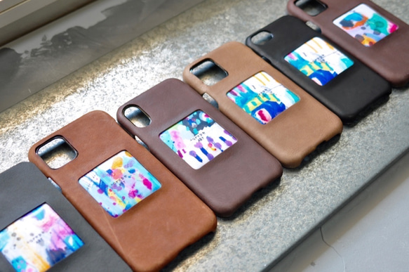 選べるカラー19色×9デザイン豊富　本革　アートフレームスマホケース　本革　iphone　Android　受注制作 7枚目の画像
