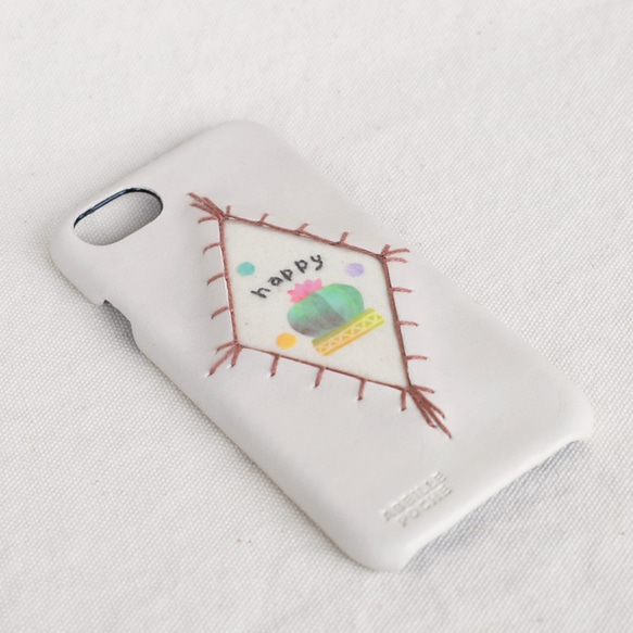 ♦️新作「コロン　ポップ」一枚革　本革スマホケース　iphone/Android（仮）皮革　レザー　受注制作 刺繍 4枚目の画像
