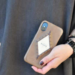♦️新作「コロン　ポップ」一枚革　本革スマホケース　iphone/Android（仮）皮革　レザー　受注制作 刺繍 6枚目の画像