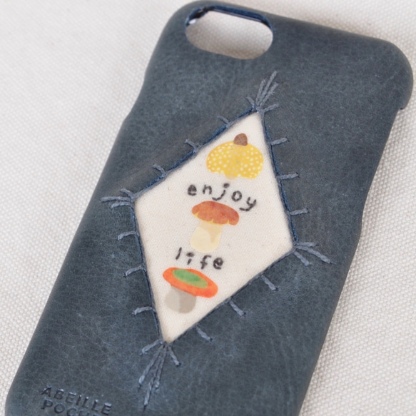 ♦️本革「コロン　ポップ」一枚革　本革スマホケース　iphone/Android（仮）皮革　レザー　受注制作 刺繍 4枚目の画像