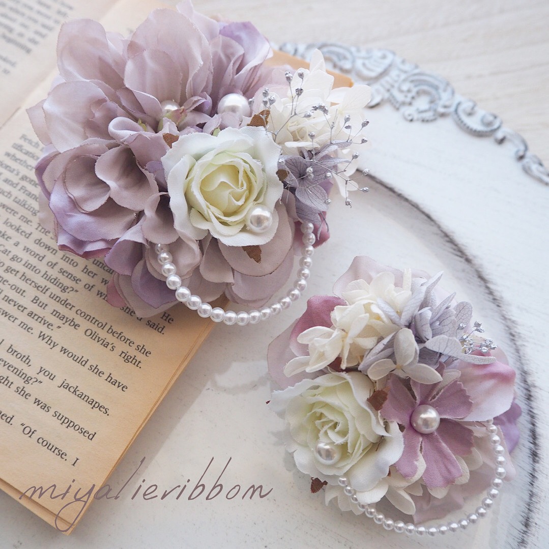 セレモニー  親子セット コサージュ　purple flower