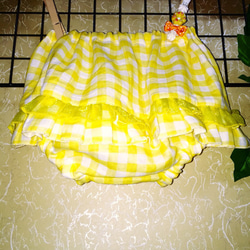 フリルいっぱいチュニック&カバーパンツ   黄色のギンガムチェック 3枚目の画像