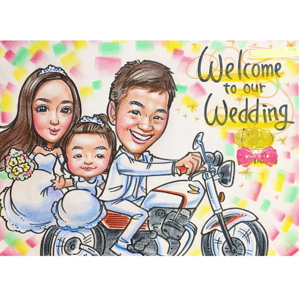 ✨可愛く飾る 似顔絵オーダー✨ウェルカムボード✨結婚式 5枚目の画像