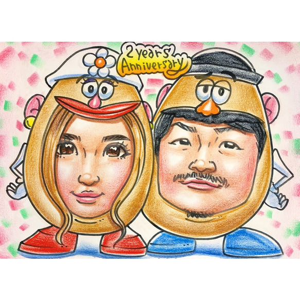 似顔絵オーダー❤️結婚式 ウェルカムボード 誕生日 記念日 還暦 お祝い 贈呈品❤️ 1枚目の画像