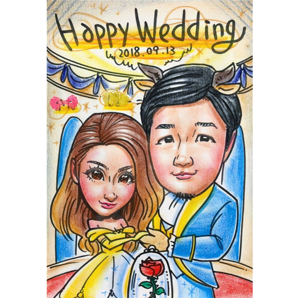 似顔絵オーダー❤️結婚式 ウェルカムボード 誕生日 記念日 還暦 お祝い 贈呈品❤️ 4枚目の画像