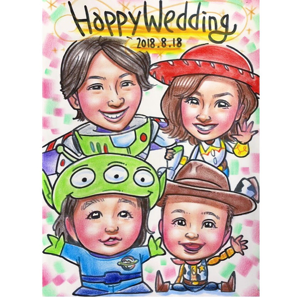 似顔絵オーダー❤️結婚式 ウェルカムボード 誕生日 記念日 還暦 お祝い 贈呈品❤️ 6枚目の画像