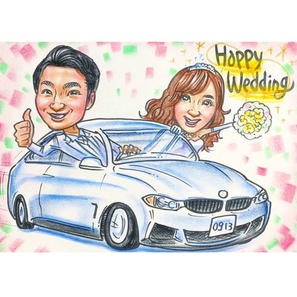 ✨プレゼント似顔絵✨結婚式 ウェルカムボード 誕生日 記念日 還暦 お祝い 贈呈品✨ 4枚目の画像