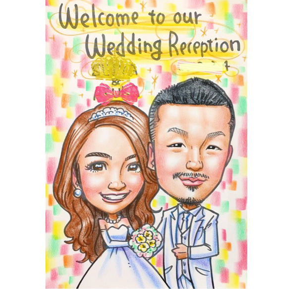 ✨プレゼント似顔絵✨結婚式 ウェルカムボード 誕生日 記念日 還暦 お祝い 贈呈品✨ 6枚目の画像